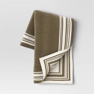Studio McGee Framed Jacquard Knit Throw Blanket Sage Green/Cream